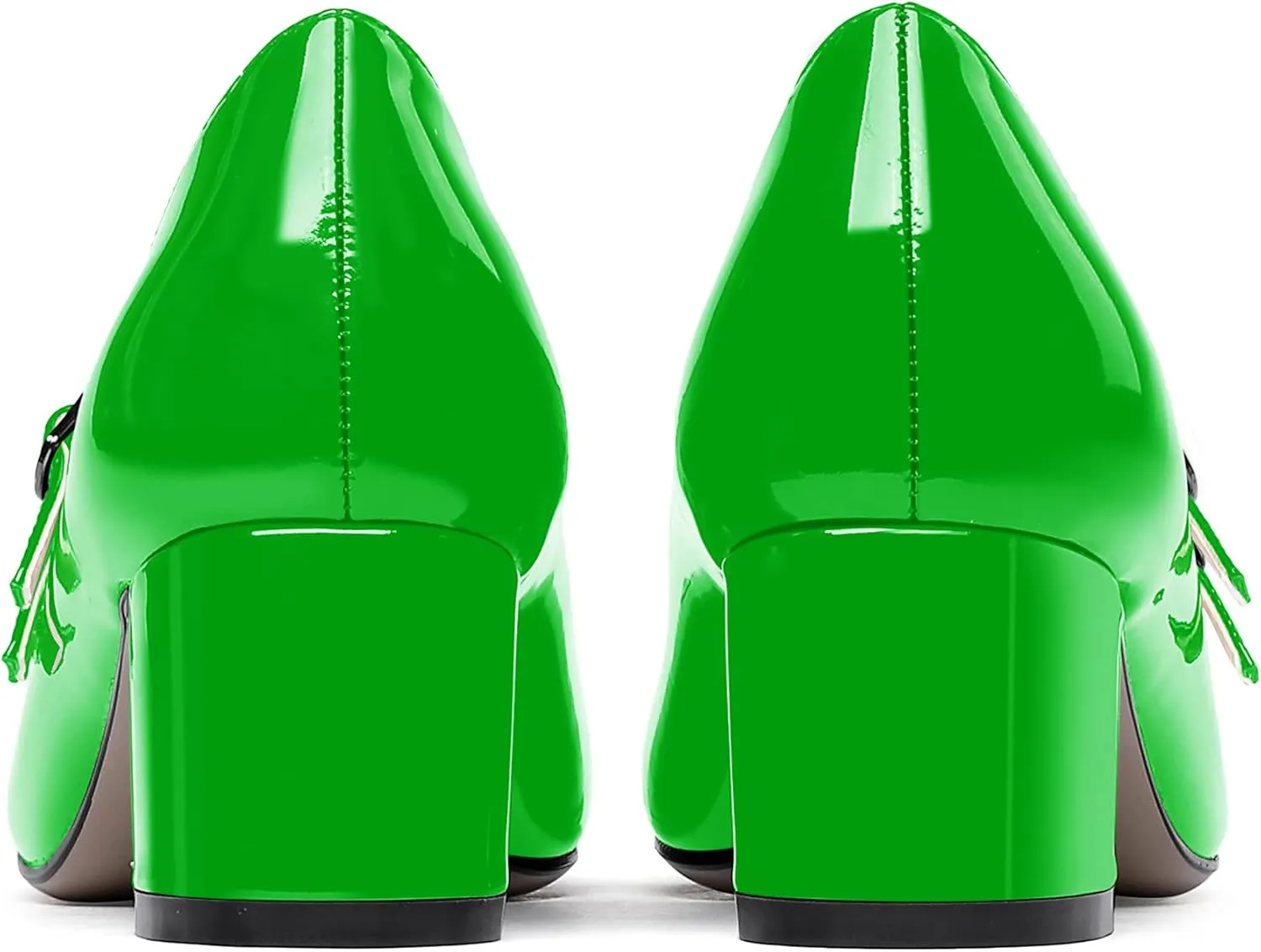 WAYDERNS Women's Adjustable Strap Mary Jane Round Toe Patent Low Chunky Heel Pumps Shoes 2 Inch
