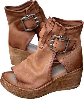 Wedge Sandals for Women Open Toe Buckle Strap Ankle Boots Vintage Hollow Out Platform Sandals Summer Casual Shoes