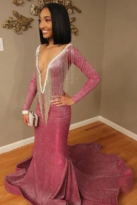 Wenkouban Blue Muslim Evening Dresses 2023 Mermaid Long Sleeves Sequins Sparkle Islamic Dubai Kaftan Saudi Arabia Long Evening Gown