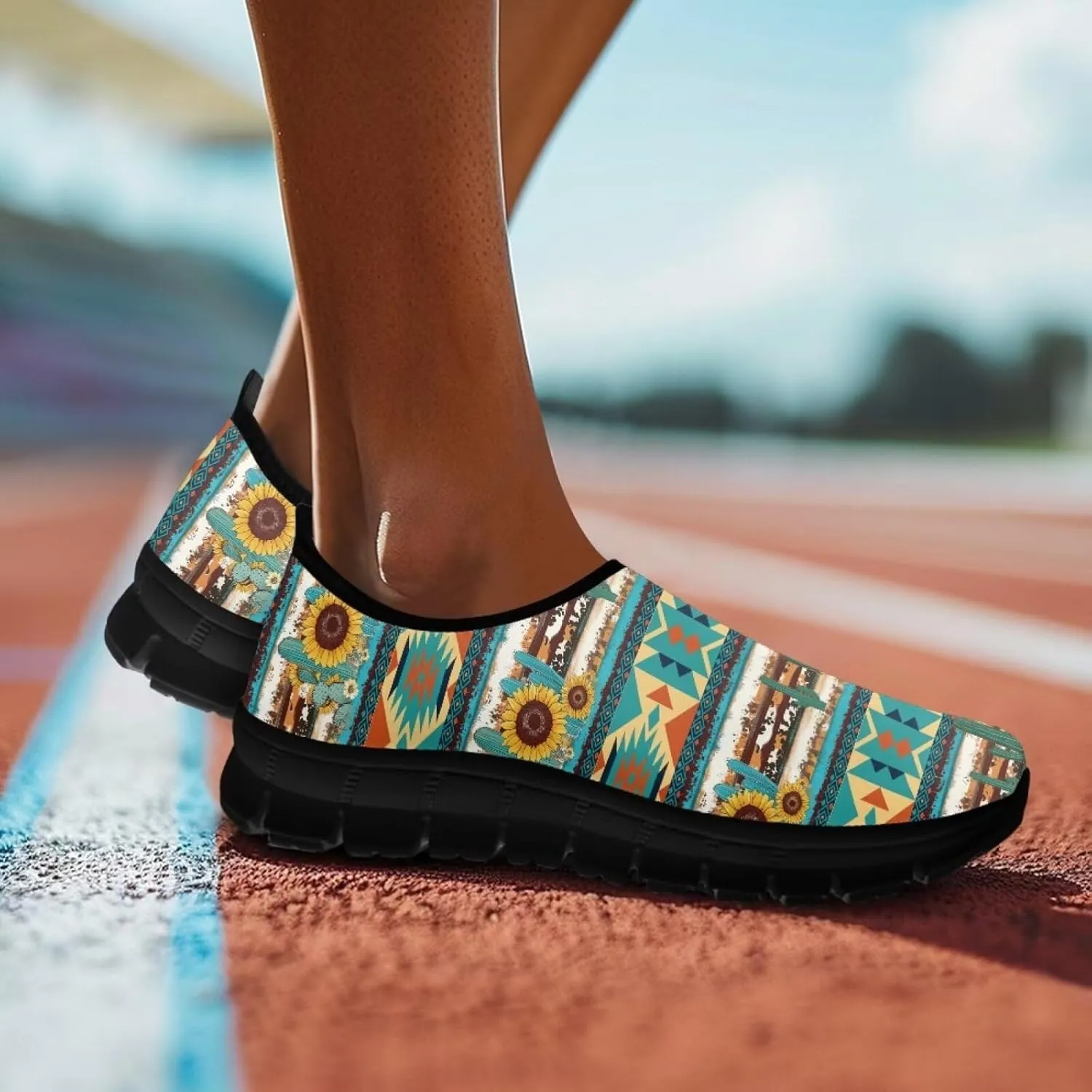 Western Aztec Slip on Shoes for Men Casual Sport Shoes Hands Free Shoes No Laces Casual Loafers Running Sneakers
