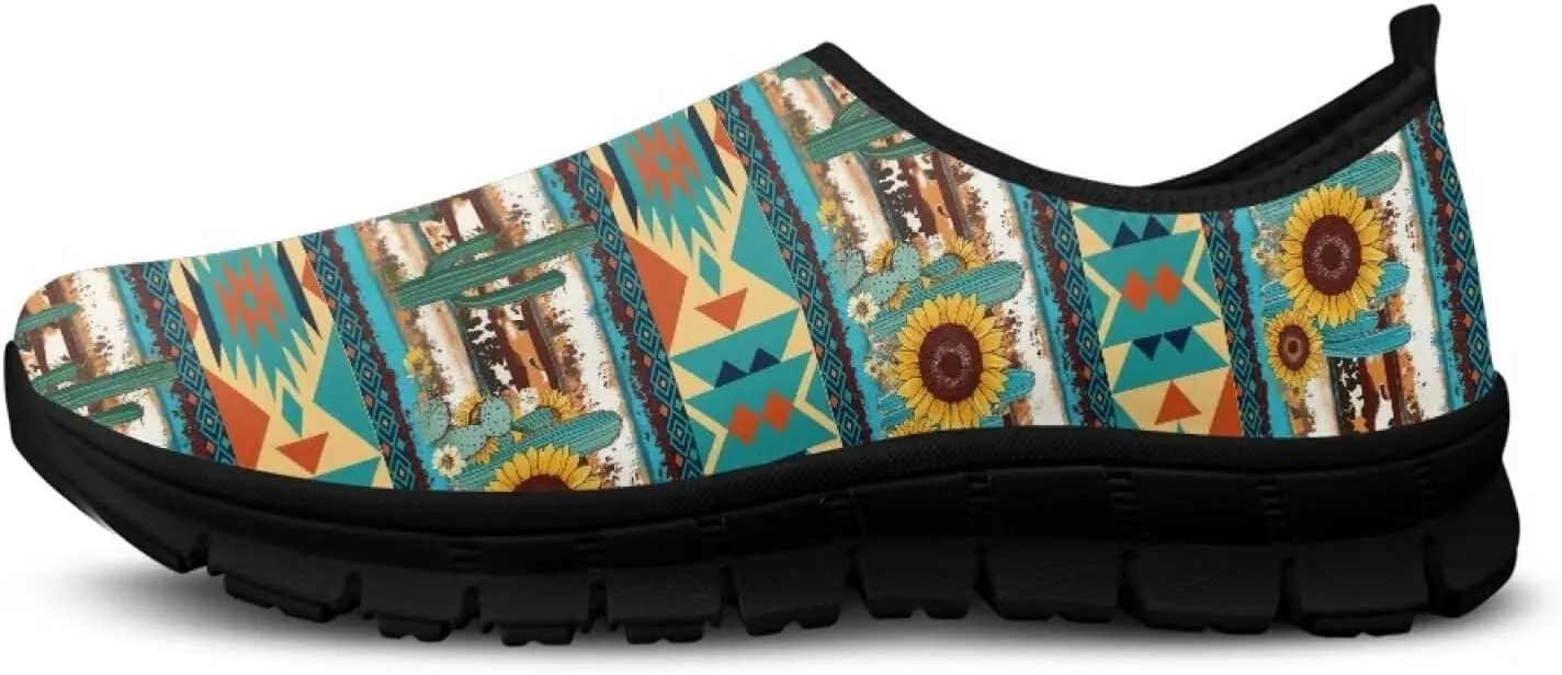 Western Aztec Slip on Shoes for Men Casual Sport Shoes Hands Free Shoes No Laces Casual Loafers Running Sneakers