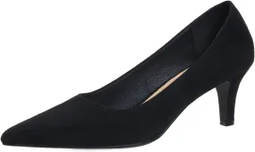 Women's Kitten Heels Dress Shoes Pointed Toe Suede Pumps Mid Heel Comfortable Slip On Party Dress Shoes