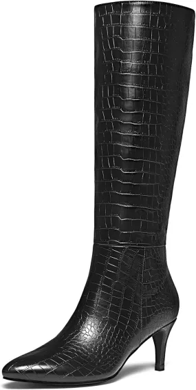 Women's Knee High Wide Calf Tall Fashion Long Boots - Stiletto Pointed Toe for Women
