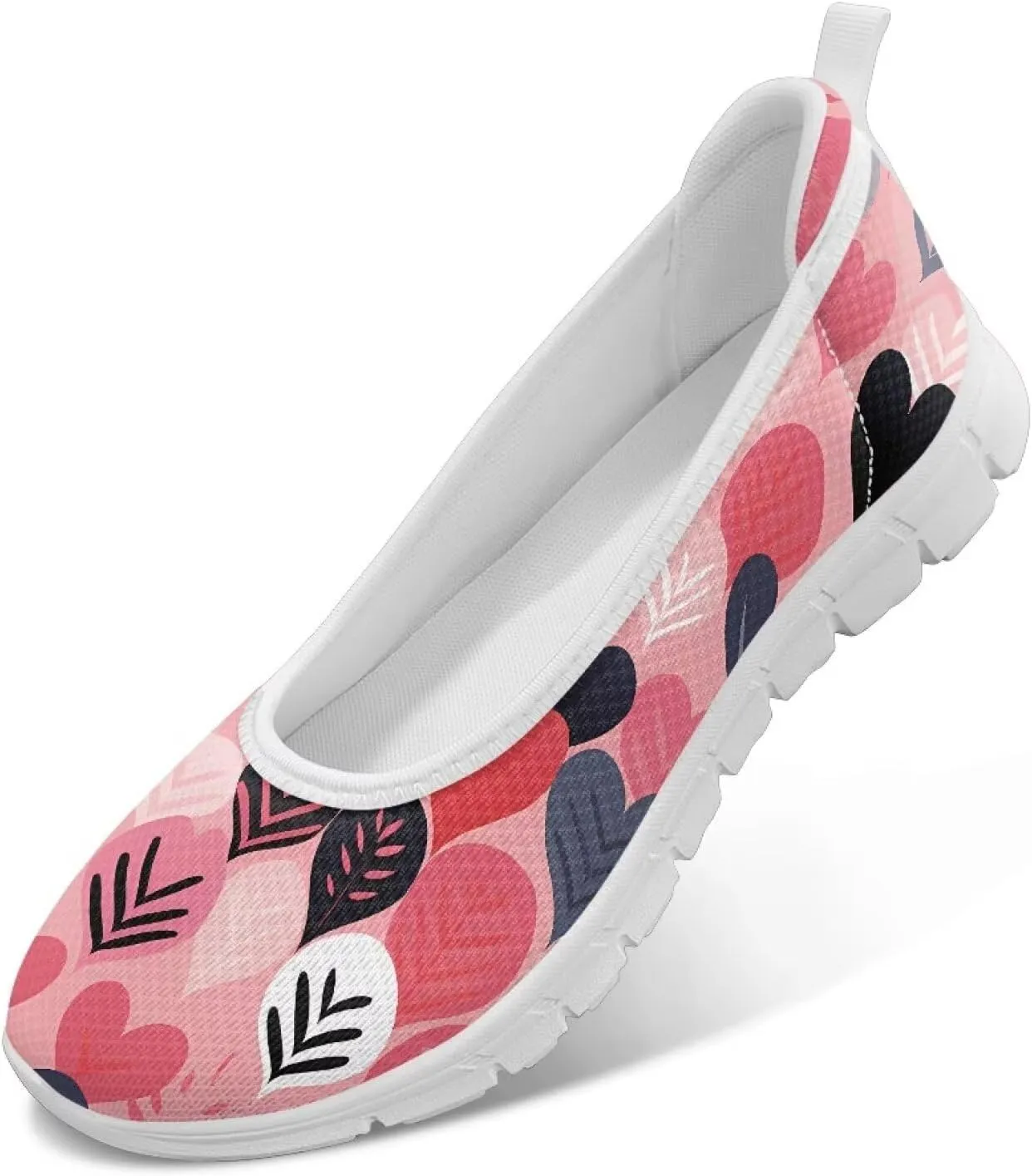 Women's Slip on Loafer Shoes Mesh Casual Ballet Flat Walking Sneakers Knit Round Toe Casual Shoes White Sole