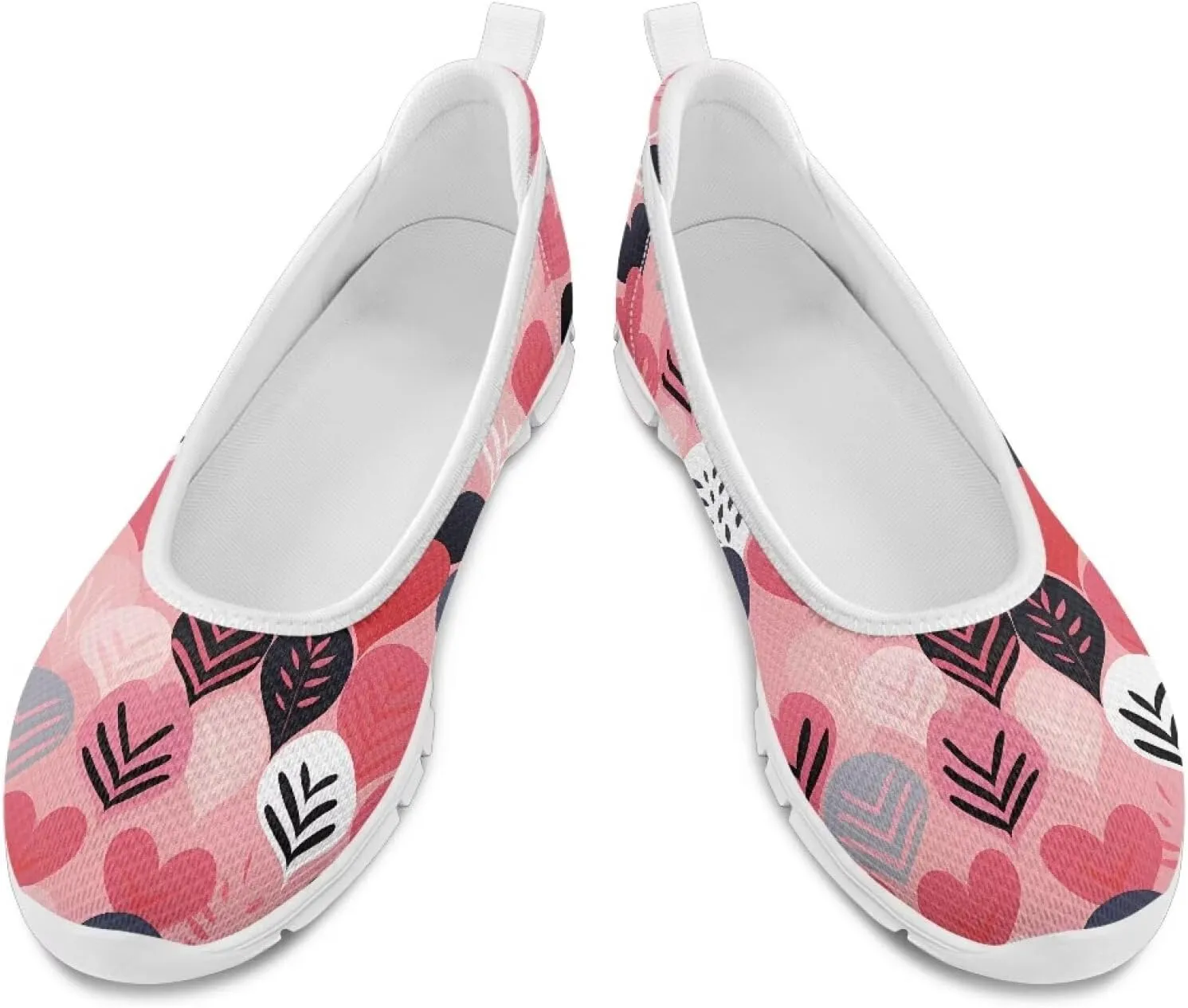Women's Slip on Loafer Shoes Mesh Casual Ballet Flat Walking Sneakers Knit Round Toe Casual Shoes White Sole
