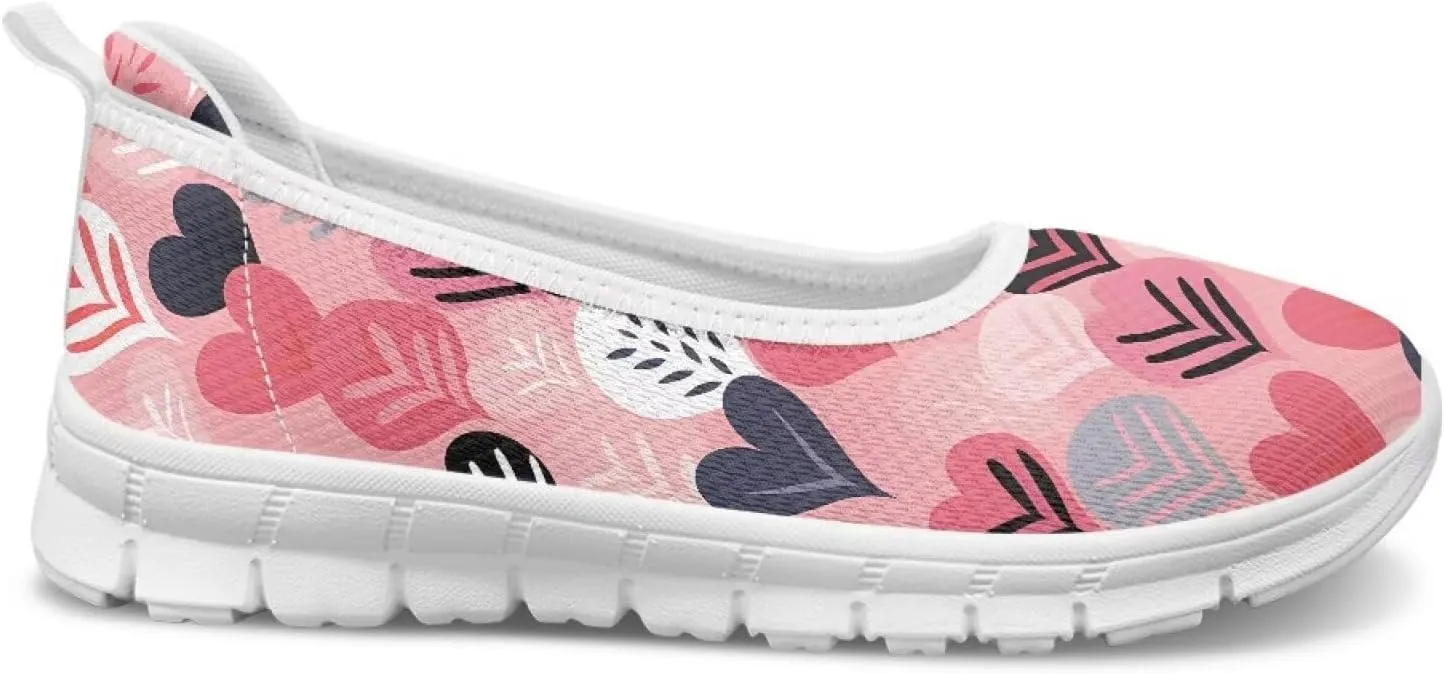 Women's Slip on Loafer Shoes Mesh Casual Ballet Flat Walking Sneakers Knit Round Toe Casual Shoes White Sole