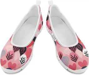 Women's Slip on Loafer Shoes Mesh Casual Ballet Flat Walking Sneakers Knit Round Toe Casual Shoes White Sole