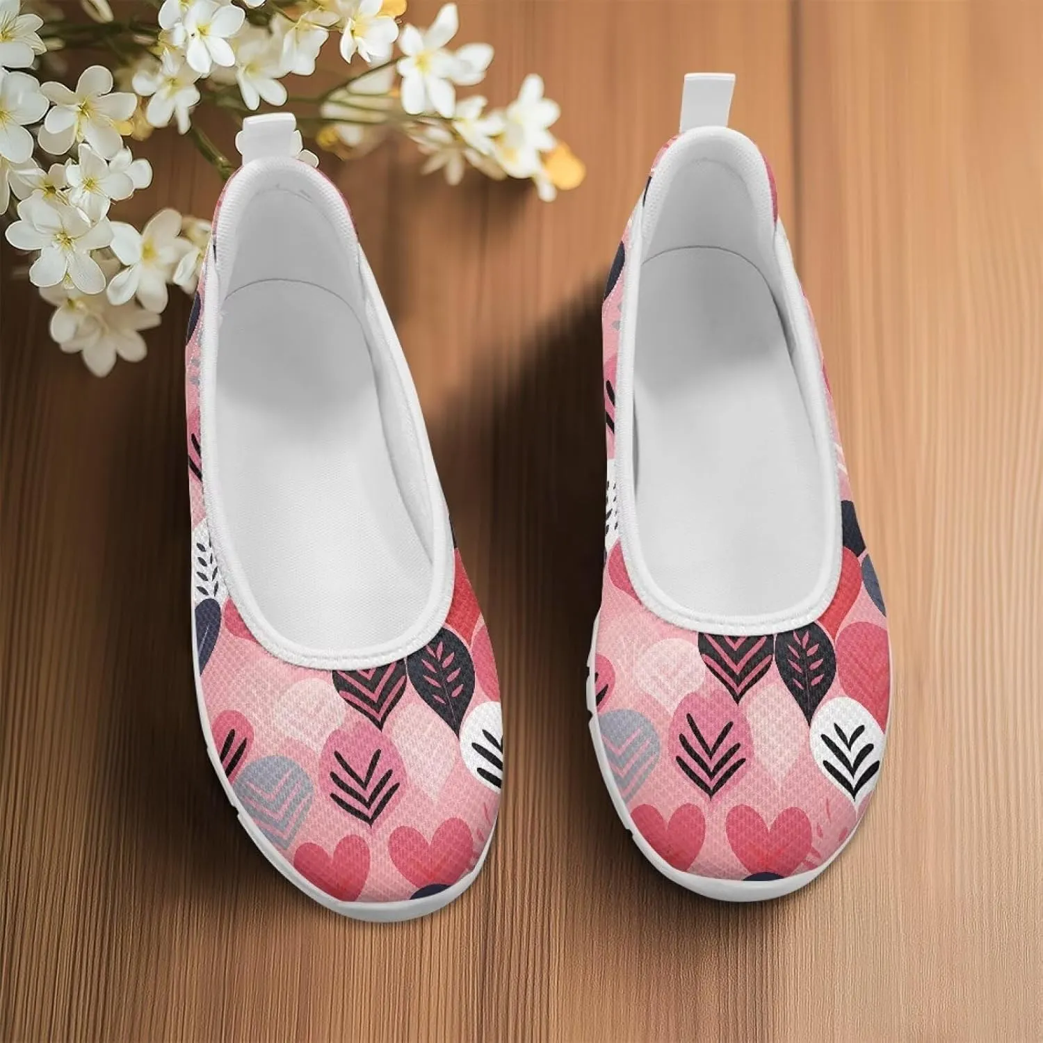 Women's Slip on Loafer Shoes Mesh Casual Ballet Flat Walking Sneakers Knit Round Toe Casual Shoes White Sole