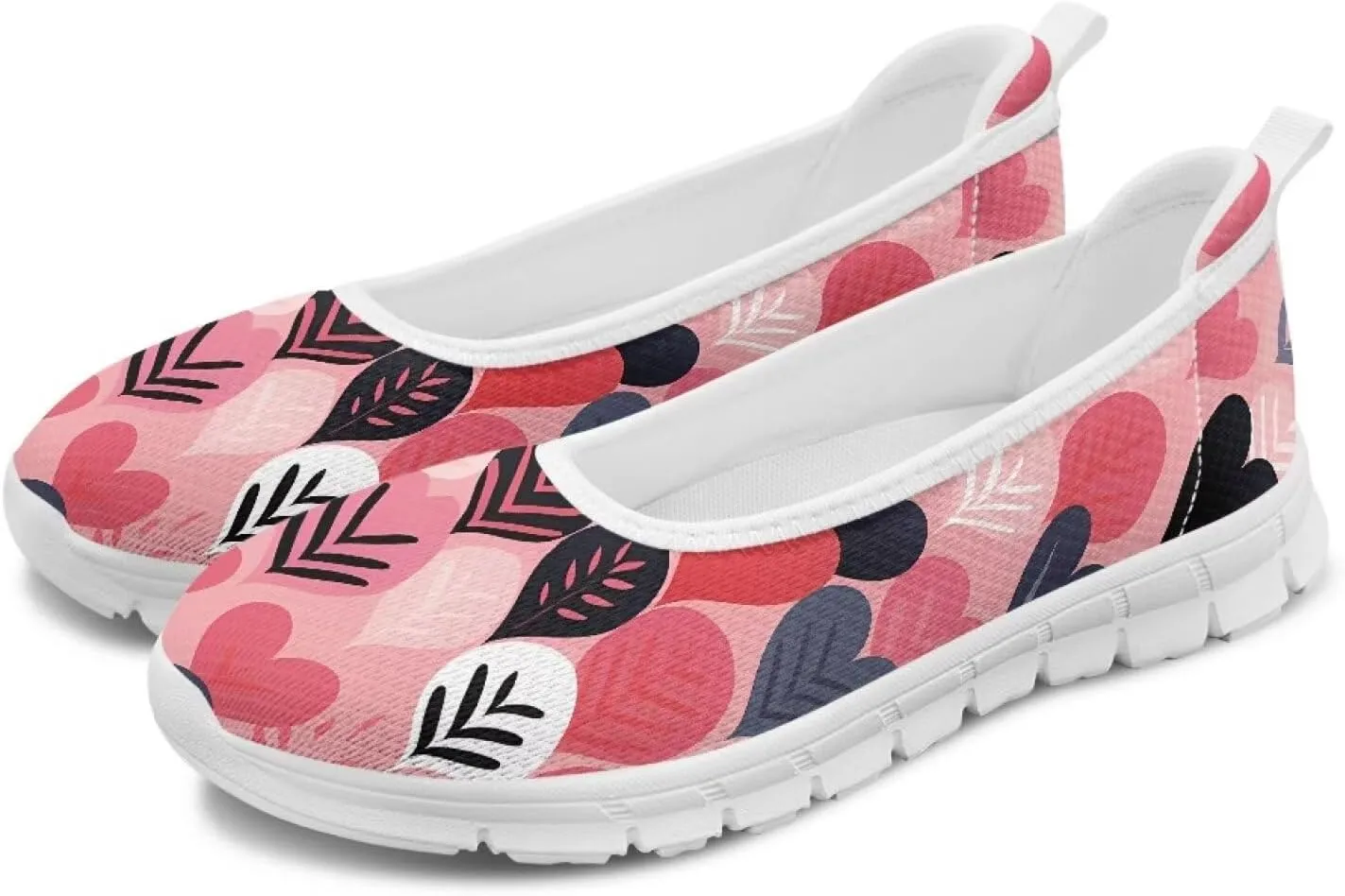 Women's Slip on Loafer Shoes Mesh Casual Ballet Flat Walking Sneakers Knit Round Toe Casual Shoes White Sole